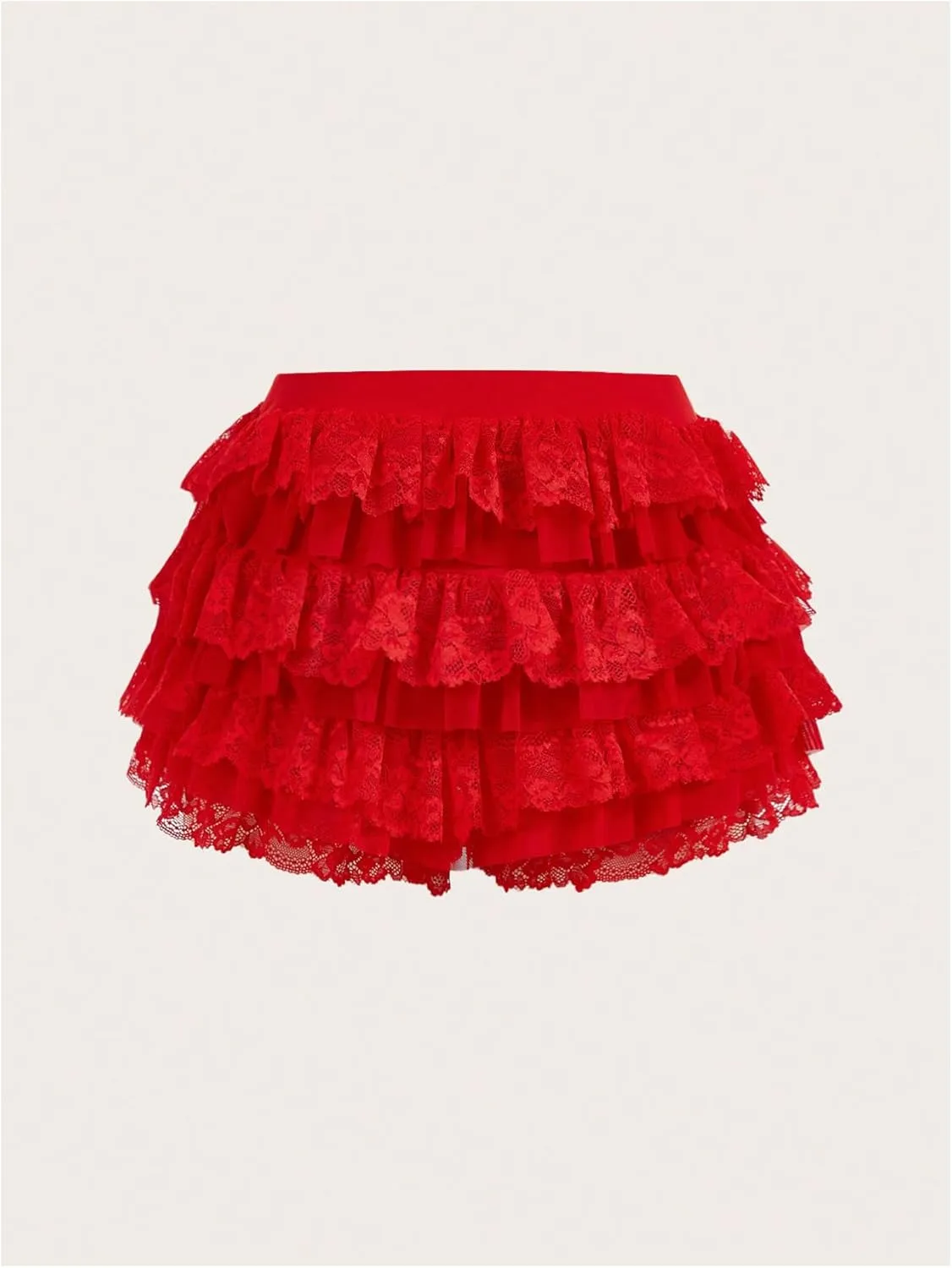 Women's Y2k Ruffle Shorts Lace Lolita Bloomers Elastic Waist Bow Front Shorts Micro Boyshorts