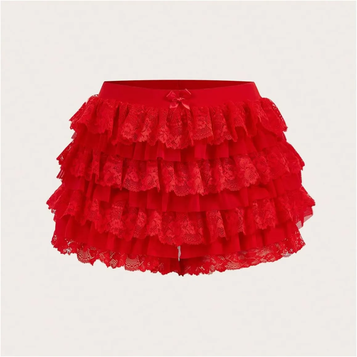 Women's Y2k Ruffle Shorts Lace Lolita Bloomers Elastic Waist Bow Front Shorts Micro Boyshorts