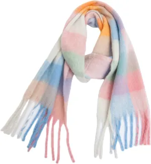 Yatemiole Women's Cashmere Big Coloured Checked Scarf Winter Warm Wrap Scarf
