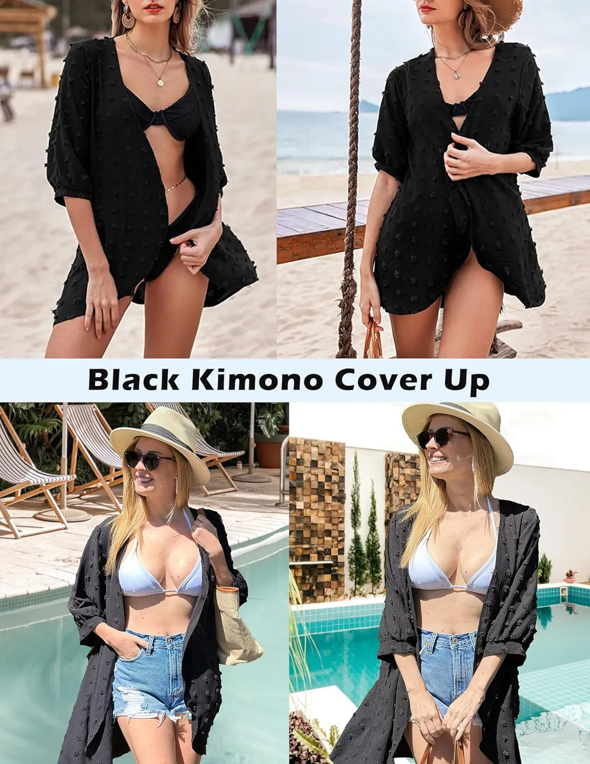 Yekaty Cardigan for Women 3/4 Sleeve Lightweight Summer Kimono Cardigan Loose Beach Cover Up 2025
