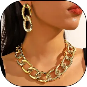 YOOESTORES82 14K Gold Chunky Chain Necklace Earrings Set for Women,Punk Thick Wide Cuban Link Choker Necklaces Acrylic Trendy Drop Dangle Earring Jewelry Set