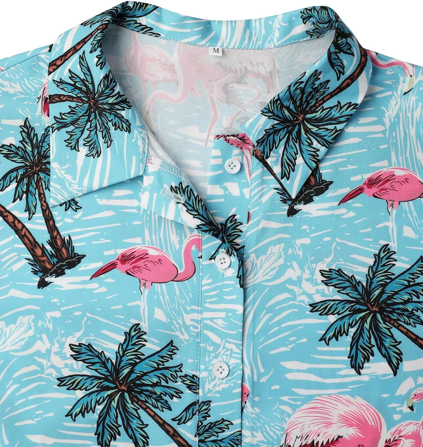 ZXZY Women Cute Hawaiian Shirt Lapel V Neck Short Sleeve Top Loose Button Down Blouse